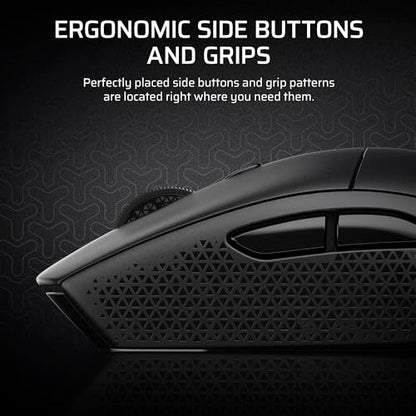 Corsair M55 Wireless Lightweight FPS Gaming Mouse – 2.4GHz & Bluetooth – 24,000 DPI – Long-Lasting Battery Life – Six Programmable Buttons – Textured Side Grips – Black - color: Black, style: Wireless