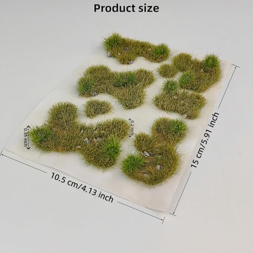 Static Grass Tufts Mat – 8 Peel-and-Play Pre-Cut Patches, Self-Adhesive Turf in Mixed Irregular Shapes for Diorama, Model Railway & Wargaming Terrain (1 Sheet) (Autumn Green) - color: Autumn Green
