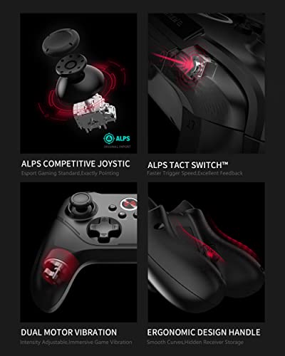 BEITONG Asura 2 Pro PC Game Controller Wireless Gamepad Joystick Hall Effect Trigger For Windows 7 8 10 11,Android TV,Steam,Tesla,Simulator,with Programmable M Buttons (Black) | Hall Effect Trigger, Wireless Gamepad, Programmable M Buttons, Mechanical But