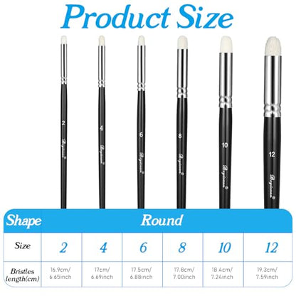 Dry Brush Set for Miniature Painting, Drybrush Paint Brush, 6 Sizes Professional Detail Hobby Brushes for Tabletop, Wargames, Scale Models & Acrylic/Oil Painting (Black)