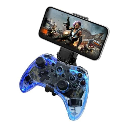 Joso RGB Wireless Mobile Gaming Controller for iPhone, Android, iPad, Tablet, PC, Phone Controller with Phone Clip Supports Cloud Game, COD, Genshin Immpact, Remote Player Gamepad with 2 Back Buttons - color: Transparent RGB