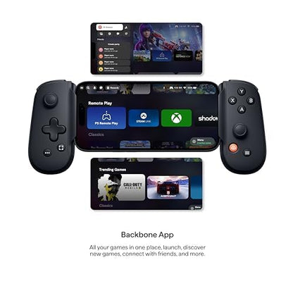 BACKBONE One Mobile Gaming Controller (Black), Phone Controller for Android & iPhone 15/16/17 Series, 2nd Gen, Play Xbox, Fortnite, Call of Duty, With 3-Months Apple Arcade Access - color: Black