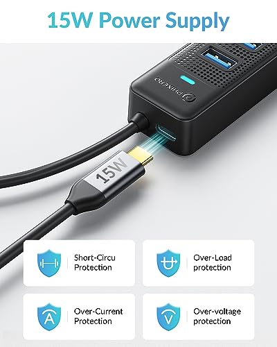 PHIXERO 7 Port USB Hub, 3.3FT/1M Long Cable USB 3.0 Hub Multi USB Port Hub Adapter Extension USB Splitter USB Hub for PC, Compatible with All USB 3.0/2.0/1.1 Device - size: 1m Cable