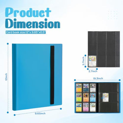 Trading Card Binder, 9 Pocket 20 Pages 360 Cards, Suitable for MTG, TCG(Sky Blue) - color: Sky Blue
