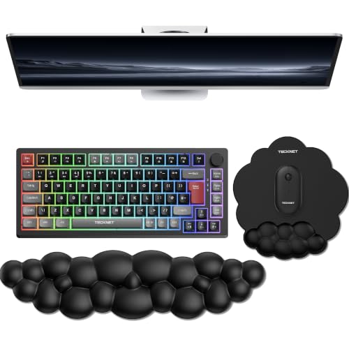 TECKNET Cloud Mouse Pad with Wrist Rest, Ergonomic Cloud Wrist Rest with Non-Slip Base, PU Leather Memory Foam Mouse Pad Wrist Support for Keyboard and Mouse, Pain Relief for Typing, Gaming, Black - color: Black