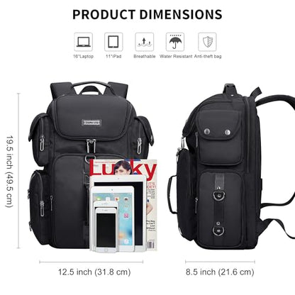 WITZMAN Travel Backpack for Men Carry-on Laptop Backpack | Nylon Luggage Bag Fits 16 Inch for Airline Approved, Multi Pocket, For Traveling,Casual,Commuting, B744 Black - color: Upgrade Black