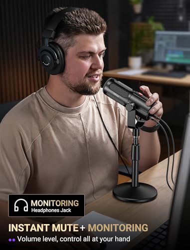 FIFINE AmpliTank TANK6S Vocal-Dynamic-Microphone, XLR-USB-Podcast-Microphone with Desktop Stand, Mute Button, Volume Knob, Studio Metal Built, Streaming-Mic for Content Creation, Music Recording - size: TANK6S