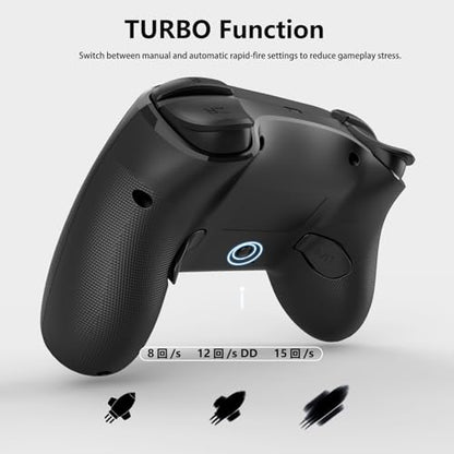 PeriphX Wireless Switch Controllers for Nintendo Switch,6-Axis Gyro,Turbo Function,7-Color RGB Lights,Compatible with Switch1/Switch2/PC (Wired)/iOS, All Functions Included with a Stylish Design and Cute Color - color: Glossy Black