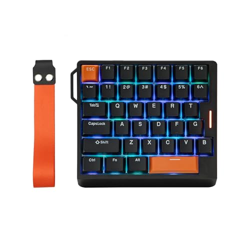 EPOMAKER HE30 One-Handed Hall Effect Keyboard, 8K Polling & 0.125ms | SOCD & Snap Key, Adjustable Trigger, PBT Keycap, RGB, Custom Software, Wired Gaming Keyboard for PC/Gamer (Black Orange) - color: Black Orange