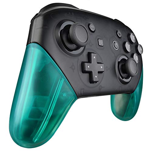 eXtremeRate Emerald Green Replacement Handle Grips for Nintendo Switch Pro Controller, DIY Hand Grip Shell for Nintendo Switch Pro - Controller NOT Included - color: Clear Emerald Green