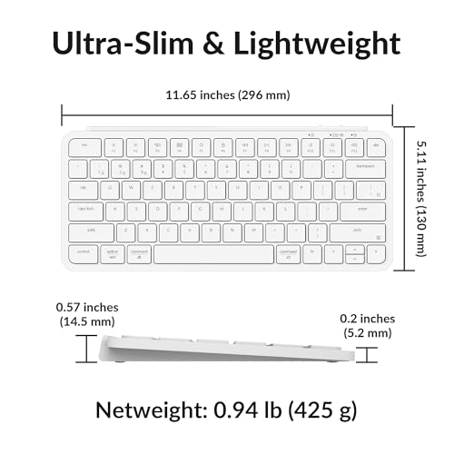 Keychron B1 Pro Ultra-Slim ZMK/Launcher Wireless Bluetooth 2.4 GHz/Wired Connection Keyboard for Mac Windows Linux - White - color: White