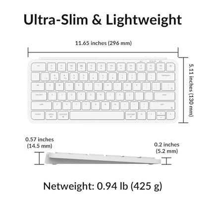 Keychron B1 Pro Ultra-Slim ZMK/Launcher Wireless Bluetooth 2.4 GHz/Wired Connection Keyboard for Mac Windows Linux - White - color: White