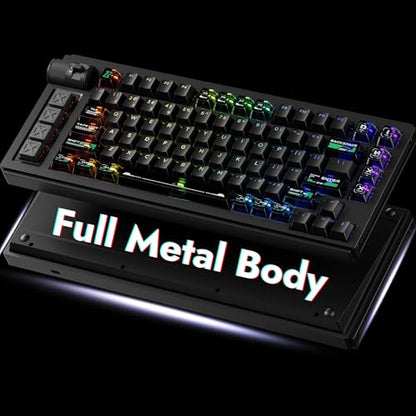 LEMOKEY L1 HE 75% Hall Effect RGB Gaming Keyboard, Full Aluminum Body, Tri-Mode Connectivity, Rapid Trigger & Adjustable Actuation, Hot-Swappable, Web Configurator, with Knob, for Windows and Mac