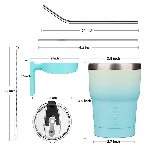 BJPKPK 10 oz Mini Tumbler with Lid, Straw & Handle, Insulated Steel Cup | Small, Spill Proof, Leak Proof, Thermal, Double Wall Vacuum, Sweatproof, Dishwasher Safe, BPA Free, Mint - color: Mint, size: 10 Ounces