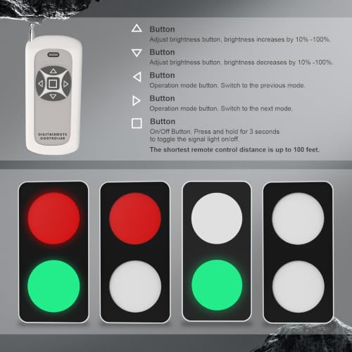 Traffic Light Wall Lamp, Dimmable Red Green LED Stop Signal Light with Remote Control, Plug in Wall Decor Light for Kids Bedroom, Living Room, Bar, Pub, Gaming Room, Classroom, Garage