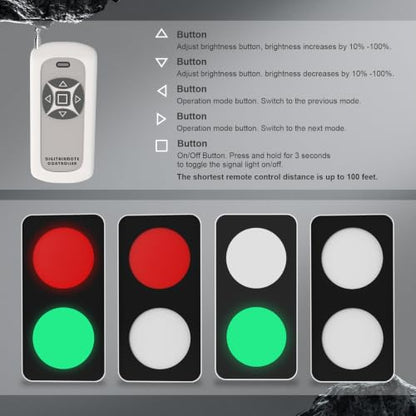 Traffic Light Wall Lamp, Dimmable Red Green LED Stop Signal Light with Remote Control, Plug in Wall Decor Light for Kids Bedroom, Living Room, Bar, Pub, Gaming Room, Classroom, Garage