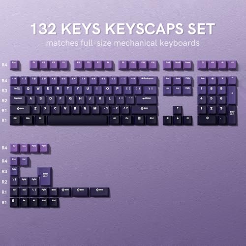 dagaladoo Double Shot PBT keycaps Purple, Cherry Profile Keyboard Keycaps | 138-keys Gradient key caps full size,Custom keycaps for 60% 65% 75% 100% Cherry-MX switch Mechanical Keyboard - color: Gradient Purple