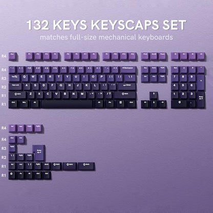 dagaladoo Double Shot PBT keycaps Purple, Cherry Profile Keyboard Keycaps | 138-keys Gradient key caps full size,Custom keycaps for 60% 65% 75% 100% Cherry-MX switch Mechanical Keyboard - color: Gradient Purple