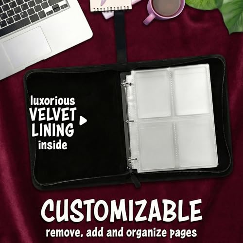 Trading Card Binder Small 4 Pocket,capacity of 400 Cards, 50 Clear Sheets Included, 3 Rings And Zipper, Cards Binder, Collector Binder, Water Proof with Dragon Design (Hands Red White, Small) - color: Hands Red White, size: Small