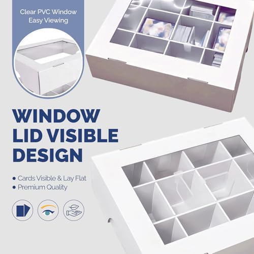 2 Set Clear Window Sports Card Storage Boxes, 3120 Count Total, Multi-Way Classification Organizer for Baseball, Sports & TCG Trading Card Games