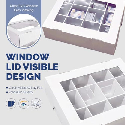 2 Set Clear Window Sports Card Storage Boxes, 3120 Count Total, Multi-Way Classification Organizer for Baseball, Sports & TCG Trading Card Games