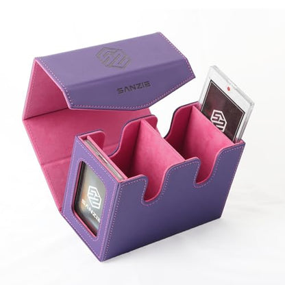 SANZIE Card Deck Box for MTG Commander Deck Box with 2 Toploaders (Purple) | Card Storage Box with Commander Display, Fits 240+ Single Sleeved Trading Cards, PTCG TCG Deck Box for Trading Cards - color: Purple