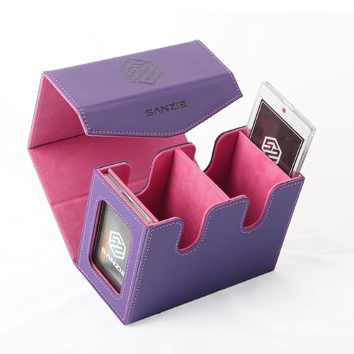 SANZIE Card Deck Box for MTG Commander Deck Box with 2 Toploaders (Purple) | Card Storage Box with Commander Display, Fits 240+ Single Sleeved Trading Cards, PTCG TCG Deck Box for Trading Cards - color: Purple