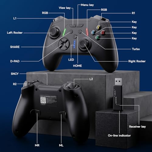Sehawei Wireless Controller for Xbox One/Xbox One S,PC,Macro & Turbo | 2.4 GHz Wireless Controller Plug and Play, Compatible with Xbox One/Xbox One S/Xbox One X/Xbox series S/Xbox Series X/PS3/PC