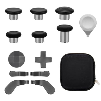 13 in 1 Metal Thumbsticks for Xbox One Elite Series 2, Elite Series 2 Controller Accessory Parts, Gaming Accessory Replacement, Metal Mod 6 Swap Joysticks, 4 Paddles, 2 D-Pads, 1 Tool - color: Black