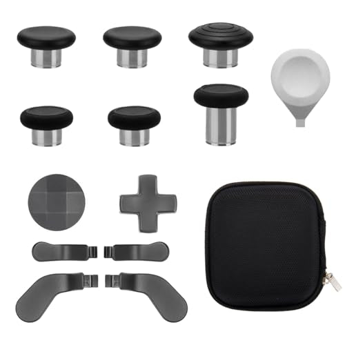 13 in 1 Metal Thumbsticks for Xbox One Elite Series 2, Elite Series 2 Controller Accessory Parts, Gaming Accessory Replacement, Metal Mod 6 Swap Joysticks, 4 Paddles, 2 D-Pads, 1 Tool - color: Black