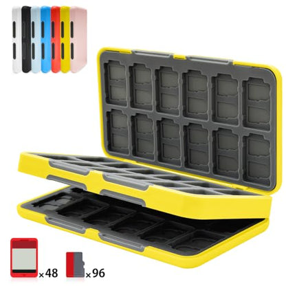 ONETIAOLONG Switch Game Case Holder for Switch 2 & OLED & Lite with 48 Cartridge Slots and 96 Micro SD Card Storage with Magnetic Closure,Protective Hard Shell and Soft Lining for Easy carrying - color: Yellow, style: 48-slots
