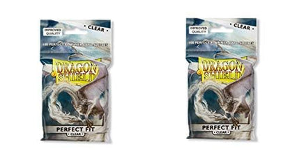 2 Packs Dragon Shield Inner Sleeve Clear Standard Size 100 ct Card Sleeves Individual Pack - color: Perfect Fit X2, size: Standard Size