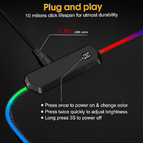 Keyboard Pad Gaming Mouse Pad RGB LED Light 31.5" x 11.8" E-Sports Gamer Mouse Pad Computer Backlit Mat Extended Thickened Non Slip for PC Laptop Desktop Mac Game Typing