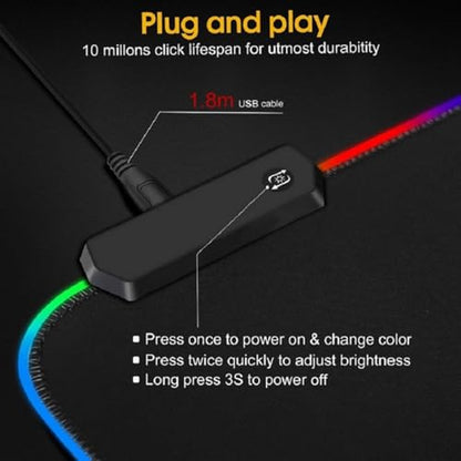 Keyboard Pad Gaming Mouse Pad RGB LED Light 31.5" x 11.8" E-Sports Gamer Mouse Pad Computer Backlit Mat Extended Thickened Non Slip for PC Laptop Desktop Mac Game Typing