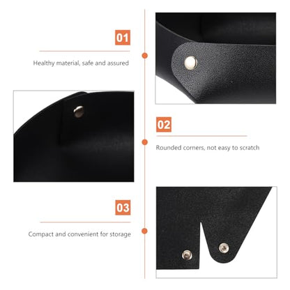 Totority Foldable Pu Leather Dice Tray Storage Holder Large Desktop Tray for RPG and Tabletop Games, Black Collapsible Dice Storage Box for Gamers and Game Accessories