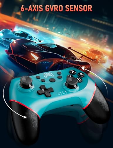 Diswoe Switch Pro Controller, Wireless Switch Controller for Switch 2/Lite/OLED, Bluetooth Gaming Controller with Hall Effect Joystick, Controller for PC/Android Phone with Gyro Sensor Turbo Vibration - color: Blue