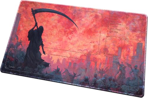 MTG Playmats(Stitched) 14x24in Compatible for OCG CCG RPG TCG Playmats with Card Zones Storage Bag (Dance of Death-with Zone) - color: Dance of Death-with Zone