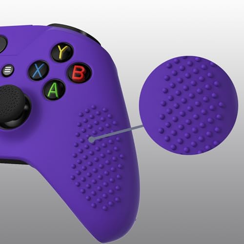 eXtremeRate PlayVital Soft Anti-Slip Purple Silicone Controller Cover Skins for Xbox One X/S Controller - Thumb Grips Caps Protective Case NOT Included - color: Purple