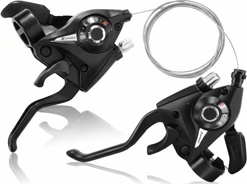 3x8 Speed Bike Shifter Brake Levers Combo, 24-Speed Integrated Bicycle Gear Shifter Set with Visual Gear Indicator & Stainless Steel Shift Cables, Replacement Parts for Mountain Bike, Road Bike, MTB - style: 3x8