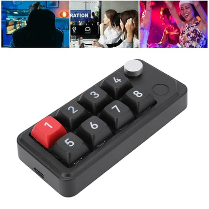 Zopsc Wired USB C Numeric Keypad, One Handed Macro Keyboard with 8 Programmable Keys, Hot Swap, Knob Control for Gaming Design Shortcuts, Black - color: Black