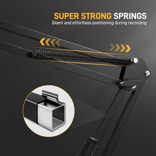 MAONO Boom Arm Microphone Stand: Adjustable Metal Suspension Mic Boom Arm for Podcast Gaming Streaming Recording,with Desk Clamp and 3/8" to 5/8" Screw Adapter-Max Load 1KG BA20 Black | 1kg max load, 3/8 to 5/8 adapter, suspension design, podcast gaming s