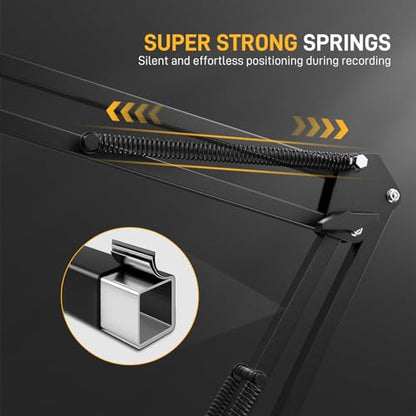 MAONO Boom Arm Microphone Stand: Adjustable Metal Suspension Mic Boom Arm for Podcast Gaming Streaming Recording,with Desk Clamp and 3/8" to 5/8" Screw Adapter-Max Load 1KG BA20 Black | 1kg max load, 3/8 to 5/8 adapter, suspension design, podcast gaming s