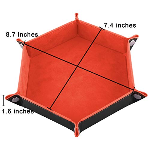 SIQUK 4 Pieces Dice Tray Hexagon Dice Rolling Holder Folding PU Leather Dice Trays for Dice Games Like RPG, DND and Other Table Games (Royal Blue, Orange, Camel and Black) - color: Royalblue, Orange, Camel and Black
