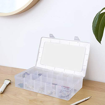 Gospire 15 Large Grids Clear Plastic Jewelry Box Organizer Storage Container with Removable Dividers (15 Grids - Clear) - color: Clear-15 Grids