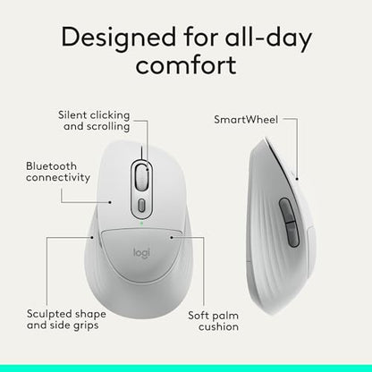 Logitech Signature Comfort Plus M850 L Wireless Mouse - Off White | Bluetooth, palm cushion, 24-month battery, customizable buttons, for Windows, Mac, iPad - color: Off White, style: With Palm Cushion