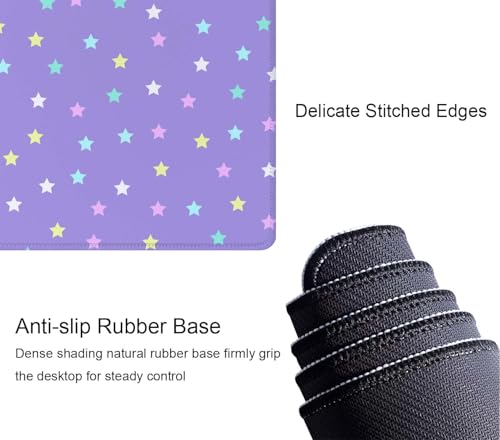 Mouse Pad Gaming, Large Mouse Pads, Non-Slip Rubber Base Mousepad, Keyboard Mouse Mat Desk Pad with Stitched Edges, 31.5x11.8 inch Pastel Star Pattern - color: Pastel Star Pattern