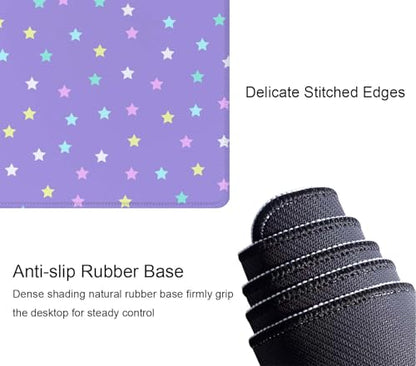Mouse Pad Gaming, Large Mouse Pads, Non-Slip Rubber Base Mousepad, Keyboard Mouse Mat Desk Pad with Stitched Edges, 31.5x11.8 inch Pastel Star Pattern - color: Pastel Star Pattern