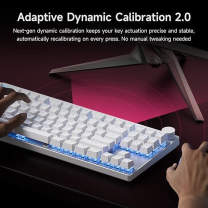 MCHOSE Mix 87 TKL Wired Gaming Keyboard Magnetic Switch Hall Effect Keyboards Rapid Trigger SOCD 8K Polling Rate Volume Knob Adjustable Actuation Point RGB Lighting HotSwap Black Apollo Switch - color: Black-Apollo TTC