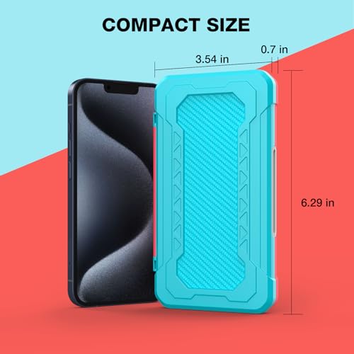 HEIYING Switch Game Case with 48 Precise Slots for Nintendo Switch 2 / OLED | Portable Game Card Holder, Hard ABS Shell with Soft Silicone Lining, Precise Card Slots,Magnetic Closure for Easy Access - color: Carbon Fibre Blue Red