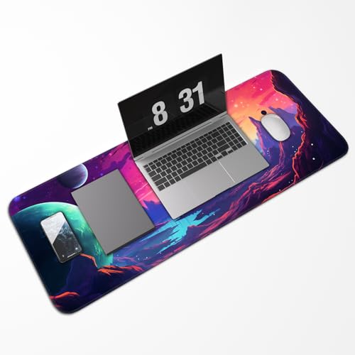 Gaming Mouse Pad, Non-Slip Rubber Base, Stitched Edges, 31.5x11.8 Inch Large Mouse Pad for Desk, Computer, Laptop, Office, (Planet Universe) - color: Cosmic Color